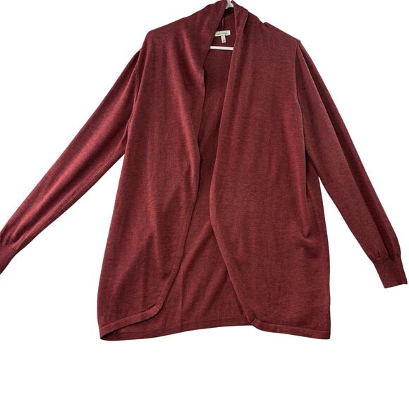 Ella Moss “Karla” Open Front Burgundy Cardigan Sweater • Size L - Picture 1 of 6